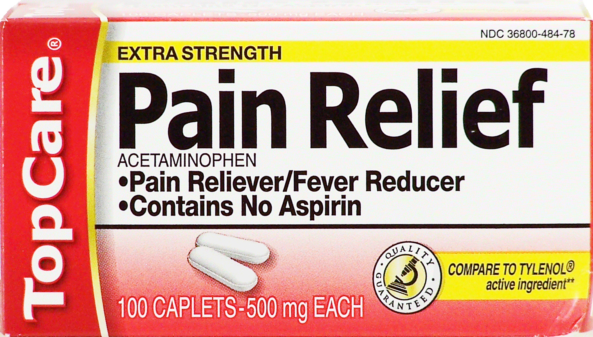 Top Care  pain reliever/fever reducer, contains no aspirin, 500 mg each Full-Size Picture